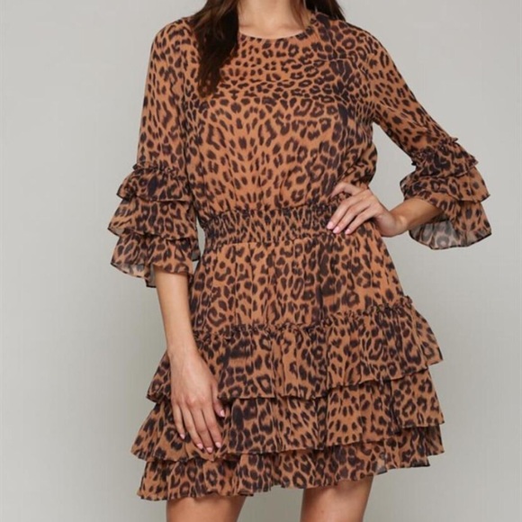 Fate Leopard Ruffle Dress - Picture 1 of 6